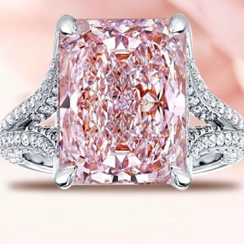 Italo Jewelers size 5 vivid Pink CZ  Ring in 925 Silver